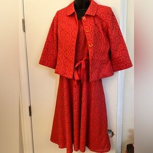 Pre-owned Josephine Chaus Petite Coral Lace Dress Size 8P